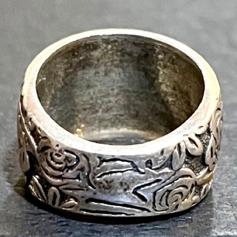 Silpada Vintage RARE Floral Garden Etched Oxidized Solid Sterling Silver Ring - Picture 5 of 7